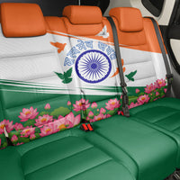 India Flag Back Car Seat Cover Jet Flypast Ashoka Chakra Lotus Vibrant Patriotic Tricolor