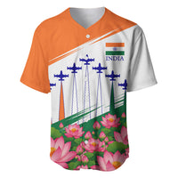 India Flag Baseball Jersey Jet Flypast Ashoka Chakra Lotus Vibrant Patriotic Tricolor