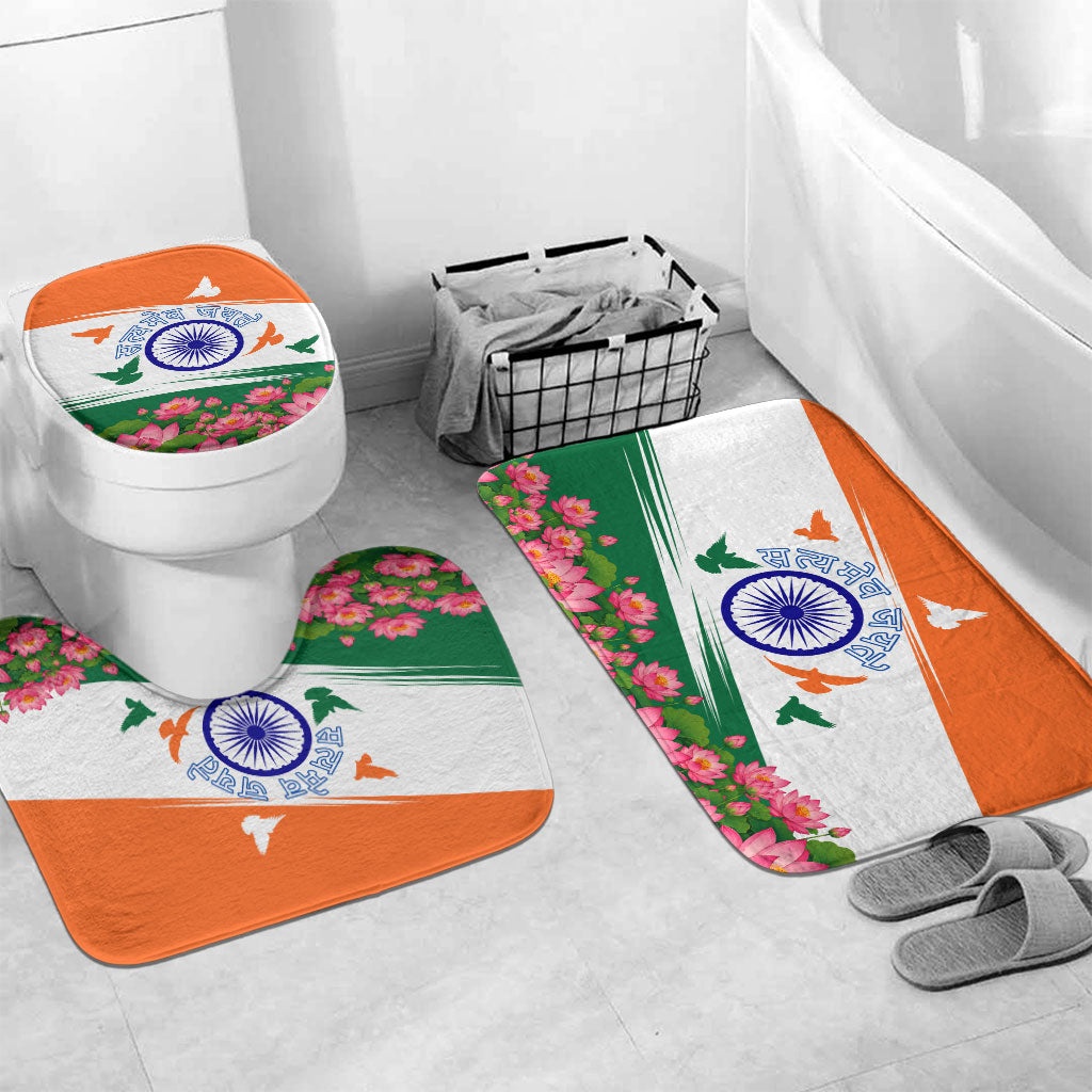 India Flag Bathroom Set Jet Flypast Ashoka Chakra Lotus Vibrant Patriotic Tricolor