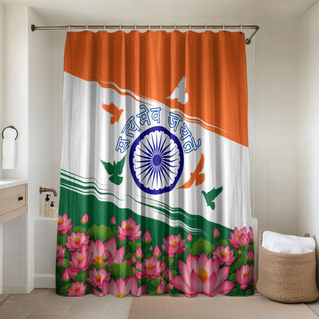 India Flag Bathroom Set Jet Flypast Ashoka Chakra Lotus Vibrant Patriotic Tricolor