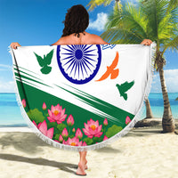India Flag Beach Blanket Jet Flypast Ashoka Chakra Lotus Vibrant Patriotic Tricolor
