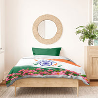 India Flag Bedding Set Jet Flypast Ashoka Chakra Lotus Vibrant Patriotic Tricolor