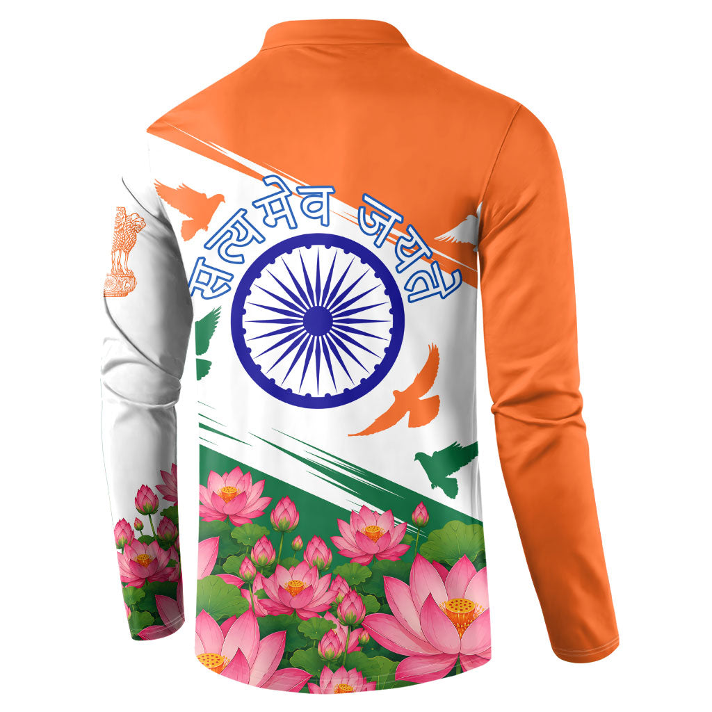 India Flag Button Sweatshirt Jet Flypast Ashoka Chakra Lotus Vibrant Patriotic Tricolor