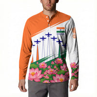 India Flag Button Sweatshirt Jet Flypast Ashoka Chakra Lotus Vibrant Patriotic Tricolor