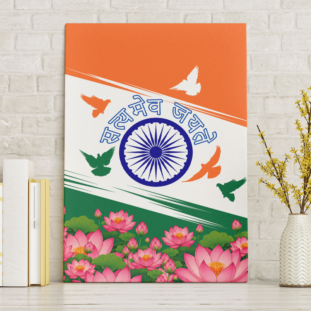 India Flag Canvas Wall Art Jet Flypast Ashoka Chakra Lotus Vibrant Patriotic Tricolor