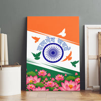 India Flag Canvas Wall Art Jet Flypast Ashoka Chakra Lotus Vibrant Patriotic Tricolor