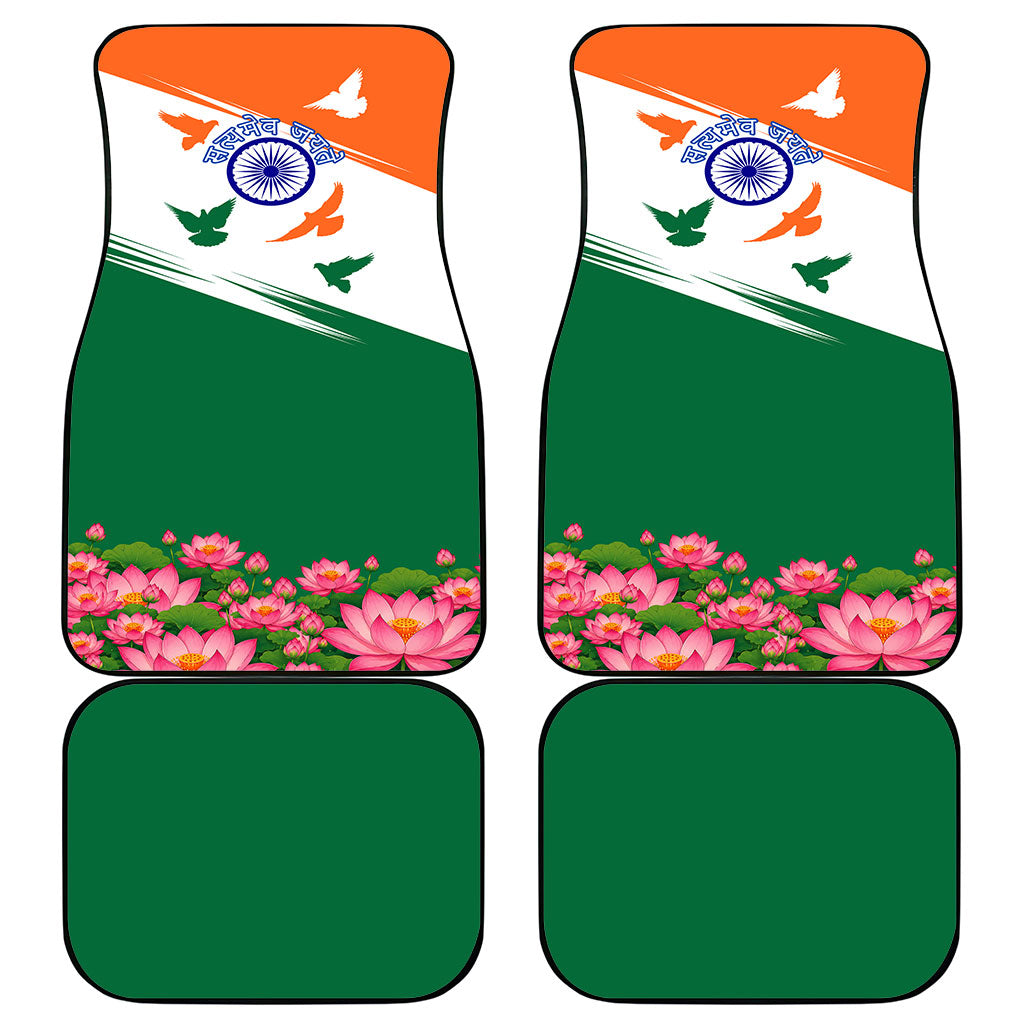 India Flag Car Mats Jet Flypast Ashoka Chakra Lotus Vibrant Patriotic Tricolor