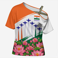 India Flag Cross Shoulder Shirt Jet Flypast Ashoka Chakra Lotus Vibrant Patriotic Tricolor
