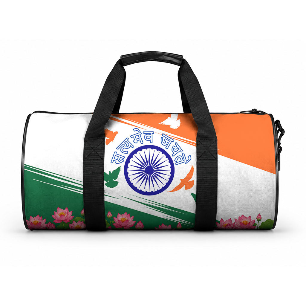 India Flag Duffle Bag Jet Flypast Ashoka Chakra Lotus Vibrant Patriotic Tricolor