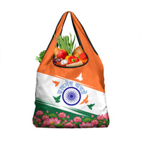 India Flag Grocery Bag Jet Flypast Ashoka Chakra Lotus Vibrant Patriotic Tricolor