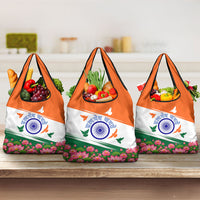 India Flag Grocery Bag Jet Flypast Ashoka Chakra Lotus Vibrant Patriotic Tricolor