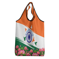 India Flag Grocery Bag Jet Flypast Ashoka Chakra Lotus Vibrant Patriotic Tricolor