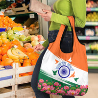India Flag Grocery Bag Jet Flypast Ashoka Chakra Lotus Vibrant Patriotic Tricolor