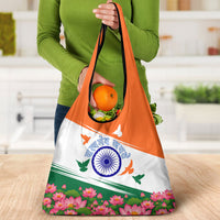 India Flag Grocery Bag Jet Flypast Ashoka Chakra Lotus Vibrant Patriotic Tricolor