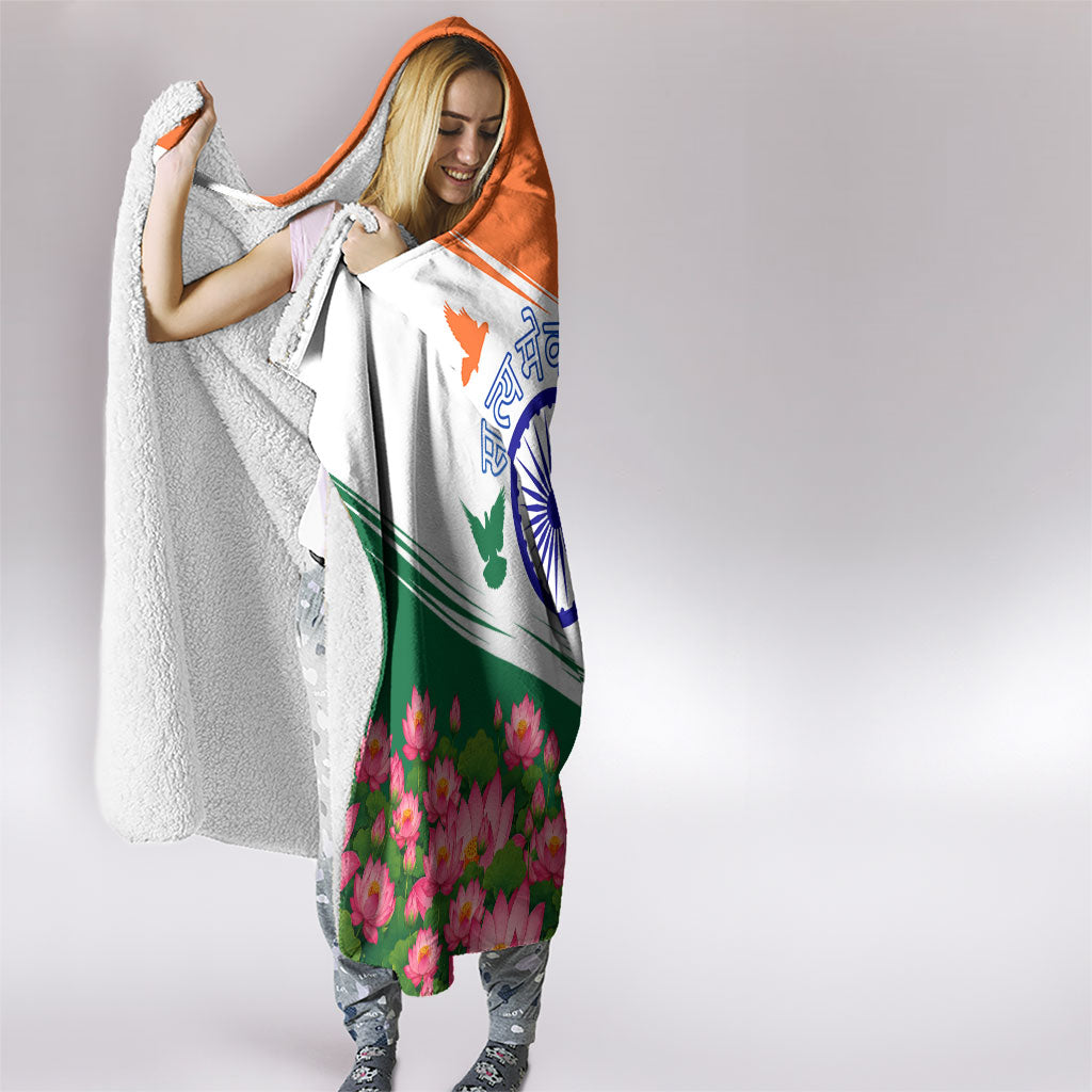 India Flag Hooded Blanket Jet Flypast Ashoka Chakra Lotus Vibrant Patriotic Tricolor