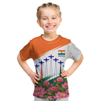 India Flag Kid T Shirt Jet Flypast Ashoka Chakra Lotus Vibrant Patriotic Tricolor