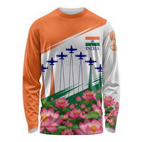 India Flag Long Sleeve Shirt Jet Flypast Ashoka Chakra Lotus Vibrant Patriotic Tricolor