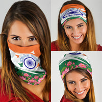 India Flag Neck Gaiter Jet Flypast Ashoka Chakra Lotus Vibrant Patriotic Tricolor