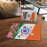 India Flag Puzzle Jet Flypast Ashoka Chakra Lotus Vibrant Patriotic Tricolor