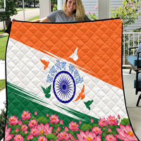 India Flag Quilt Jet Flypast Ashoka Chakra Lotus Vibrant Patriotic Tricolor