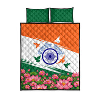 India Flag Quilt Bed Set Jet Flypast Ashoka Chakra Lotus Vibrant Patriotic Tricolor