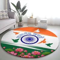 India Flag Round Carpet Jet Flypast Ashoka Chakra Lotus Vibrant Patriotic Tricolor