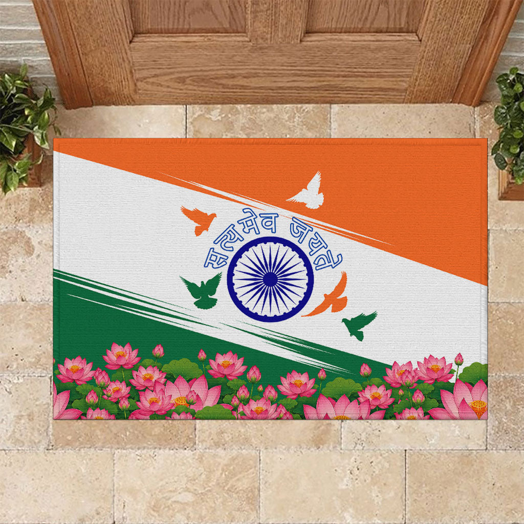 India Flag Rubber Doormat Jet Flypast Ashoka Chakra Lotus Vibrant Patriotic Tricolor