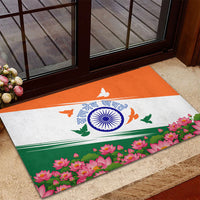 India Flag Rubber Doormat Jet Flypast Ashoka Chakra Lotus Vibrant Patriotic Tricolor