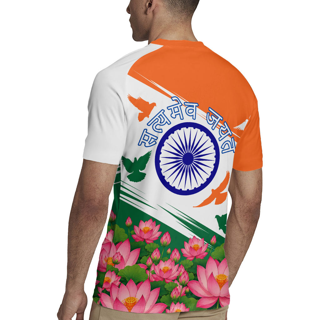 India Flag Rugby Jersey Jet Flypast Ashoka Chakra Lotus Vibrant Patriotic Tricolor