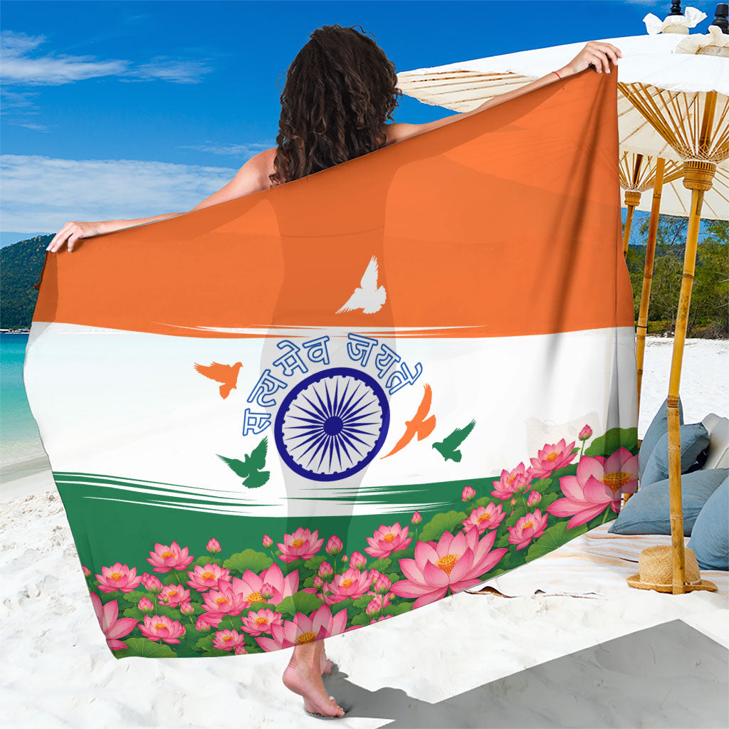 India Flag Sarong Jet Flypast Ashoka Chakra Lotus Vibrant Patriotic Tricolor
