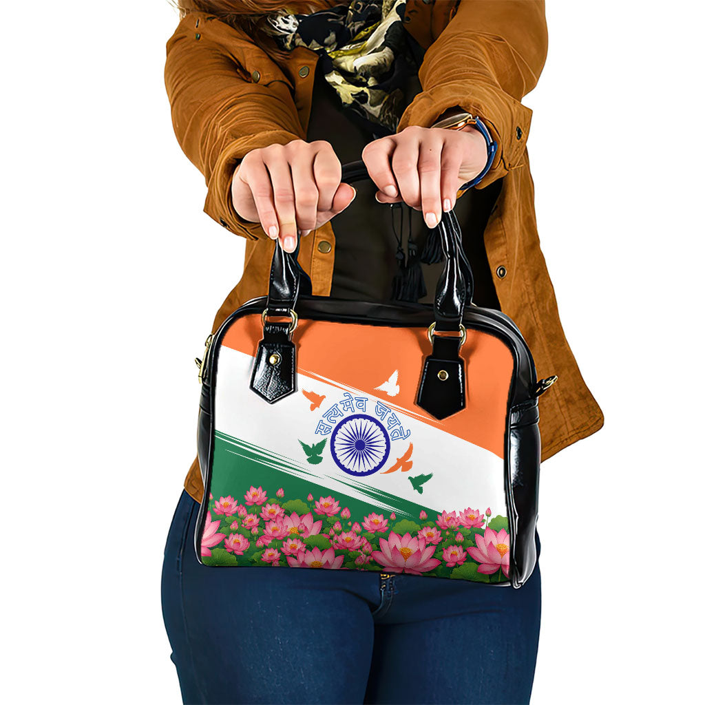 India Flag Shoulder Handbag Jet Flypast Ashoka Chakra Lotus Vibrant Patriotic Tricolor