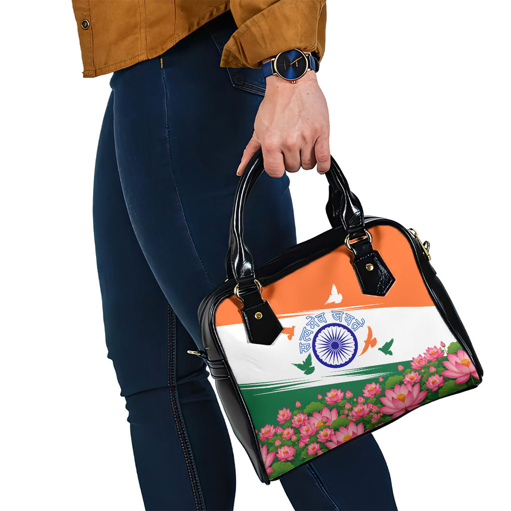India Flag Shoulder Handbag Jet Flypast Ashoka Chakra Lotus Vibrant Patriotic Tricolor