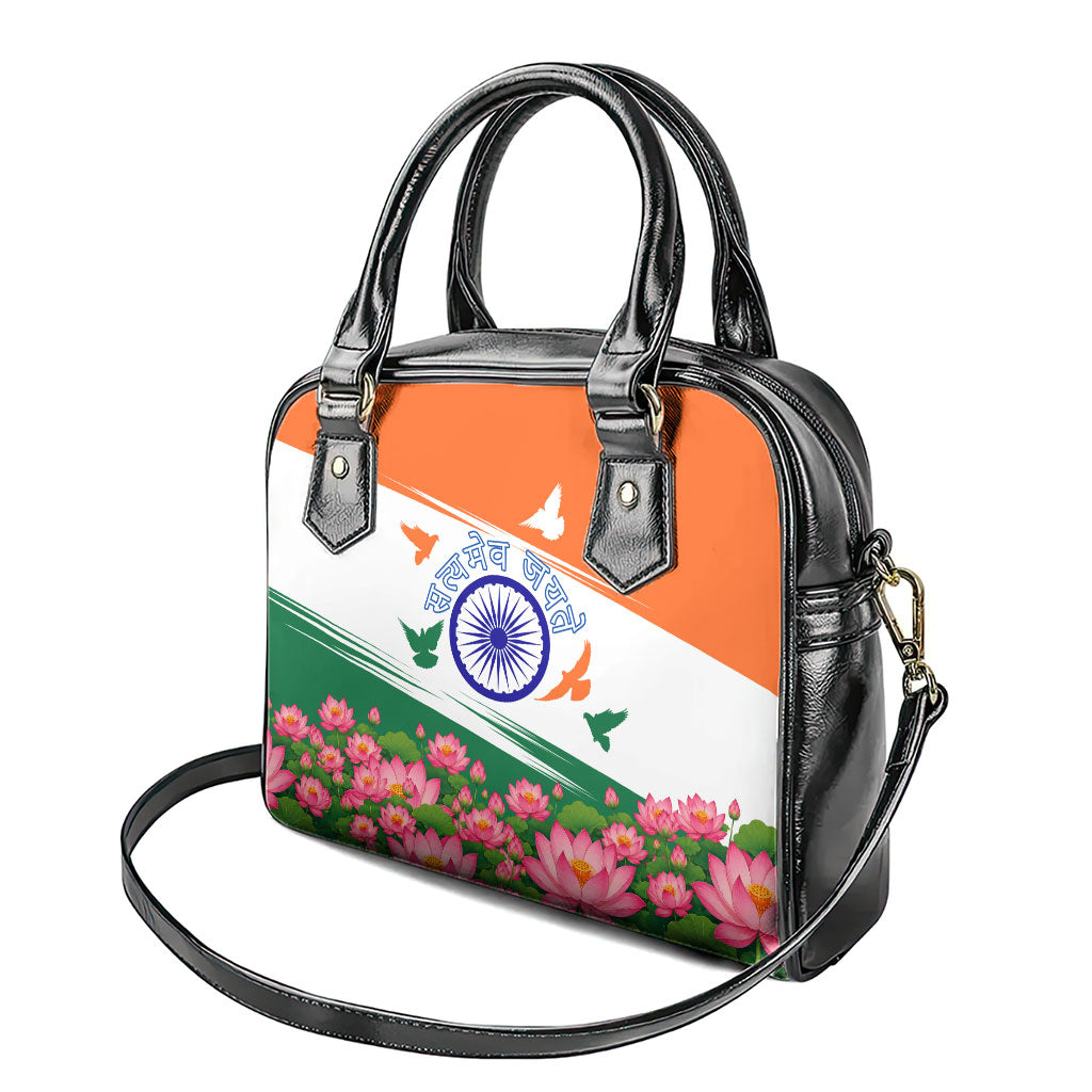 India Flag Shoulder Handbag Jet Flypast Ashoka Chakra Lotus Vibrant Patriotic Tricolor