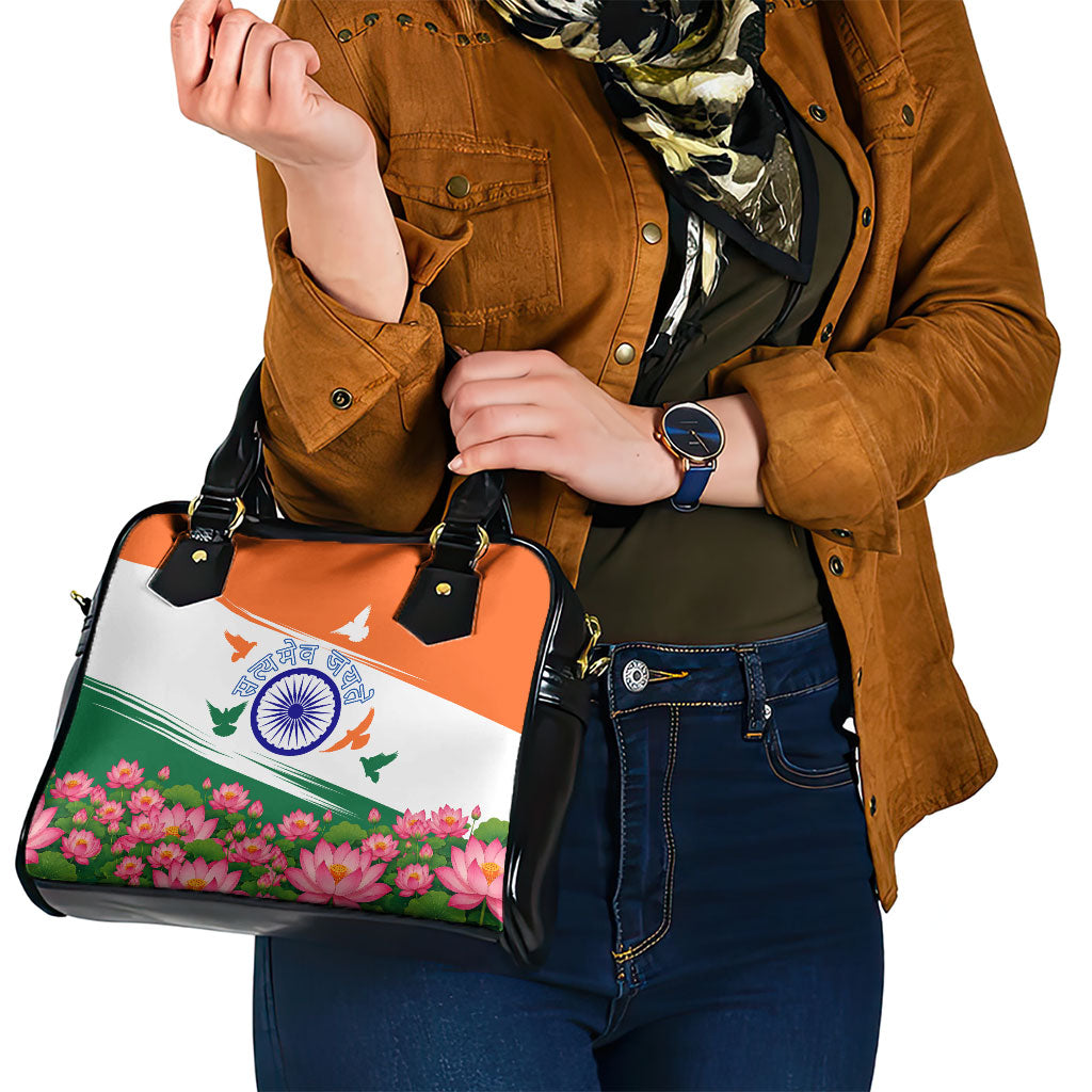India Flag Shoulder Handbag Jet Flypast Ashoka Chakra Lotus Vibrant Patriotic Tricolor