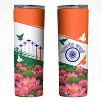 India Flag Skinny Tumbler Jet Flypast Ashoka Chakra Lotus Vibrant Patriotic Tricolor
