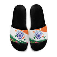 India Flag Slide Sandals Jet Flypast Ashoka Chakra Lotus Vibrant Patriotic Tricolor