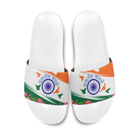 India Flag Slide Sandals Jet Flypast Ashoka Chakra Lotus Vibrant Patriotic Tricolor
