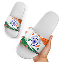 India Flag Slide Sandals Jet Flypast Ashoka Chakra Lotus Vibrant Patriotic Tricolor