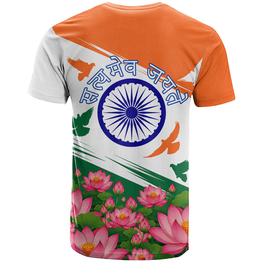India Flag T Shirt Jet Flypast Ashoka Chakra Lotus Vibrant Patriotic Tricolor