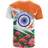 India Flag T Shirt Jet Flypast Ashoka Chakra Lotus Vibrant Patriotic Tricolor