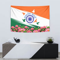 India Flag Tapestry Jet Flypast Ashoka Chakra Lotus Vibrant Patriotic Tricolor
