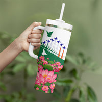 India Flag Tumbler With Handle Jet Flypast Ashoka Chakra Lotus Vibrant Patriotic Tricolor