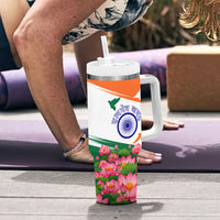 India Flag Tumbler With Handle Jet Flypast Ashoka Chakra Lotus Vibrant Patriotic Tricolor