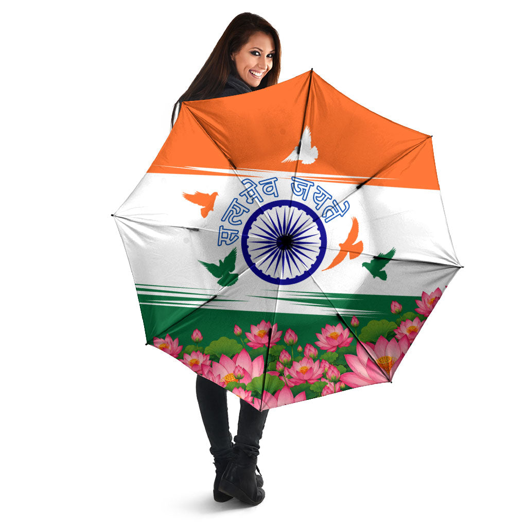 India Flag Umbrella Jet Flypast Ashoka Chakra Lotus Vibrant Patriotic Tricolor