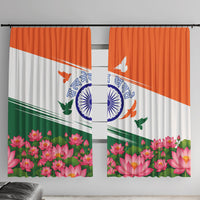 India Flag Window Curtain Jet Flypast Ashoka Chakra Lotus Vibrant Patriotic Tricolor