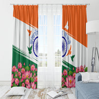 India Flag Window Curtain Jet Flypast Ashoka Chakra Lotus Vibrant Patriotic Tricolor