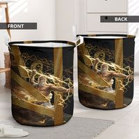 Zeus Greek Mythology King Of Gods Laundry Basket Gold Meander Pattern Lightning Bolt Mythological