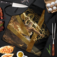 Zeus Greek Mythology King Of Gods Apron Gold Meander Pattern Lightning Bolt Mythological