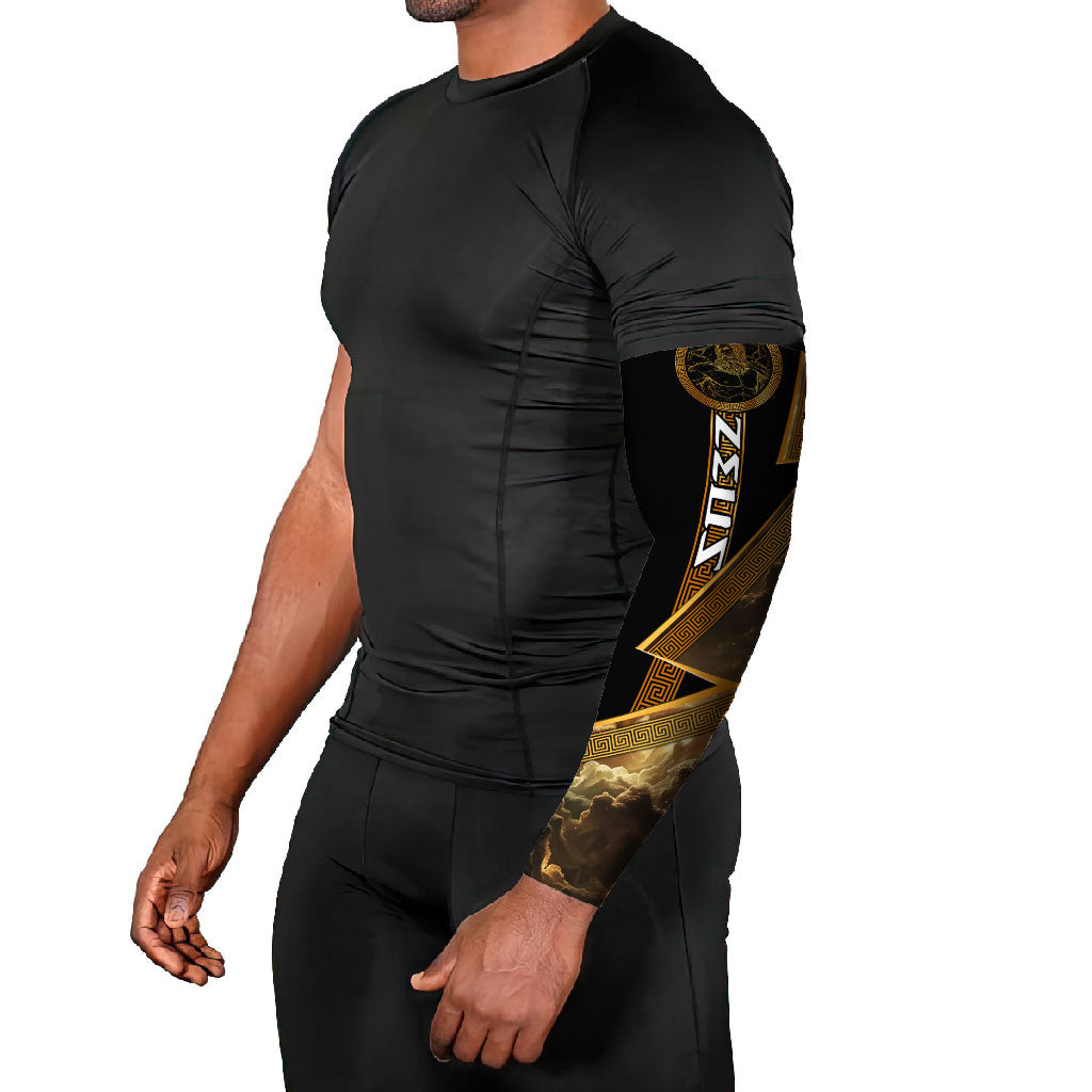 Zeus Greek Mythology King Of Gods Arm Sleeves Gold Meander Pattern Lightning Bolt Mythological