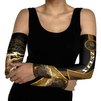 Zeus Greek Mythology King Of Gods Arm Sleeves Gold Meander Pattern Lightning Bolt Mythological